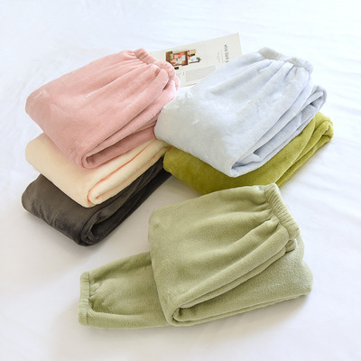 女士法兰绒秋冬季睡裤加厚家居裤