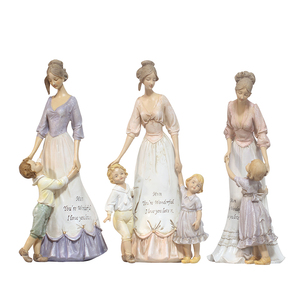 儿女亲情母子母女工艺摆件妈妈和孩子欧式复古工艺礼品装饰摆件