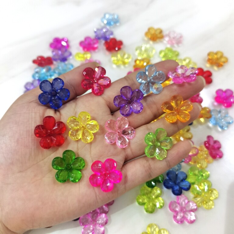 小花宝石儿童水晶玫瑰小孩益智手工玩具幼儿园diy手链项链串珠