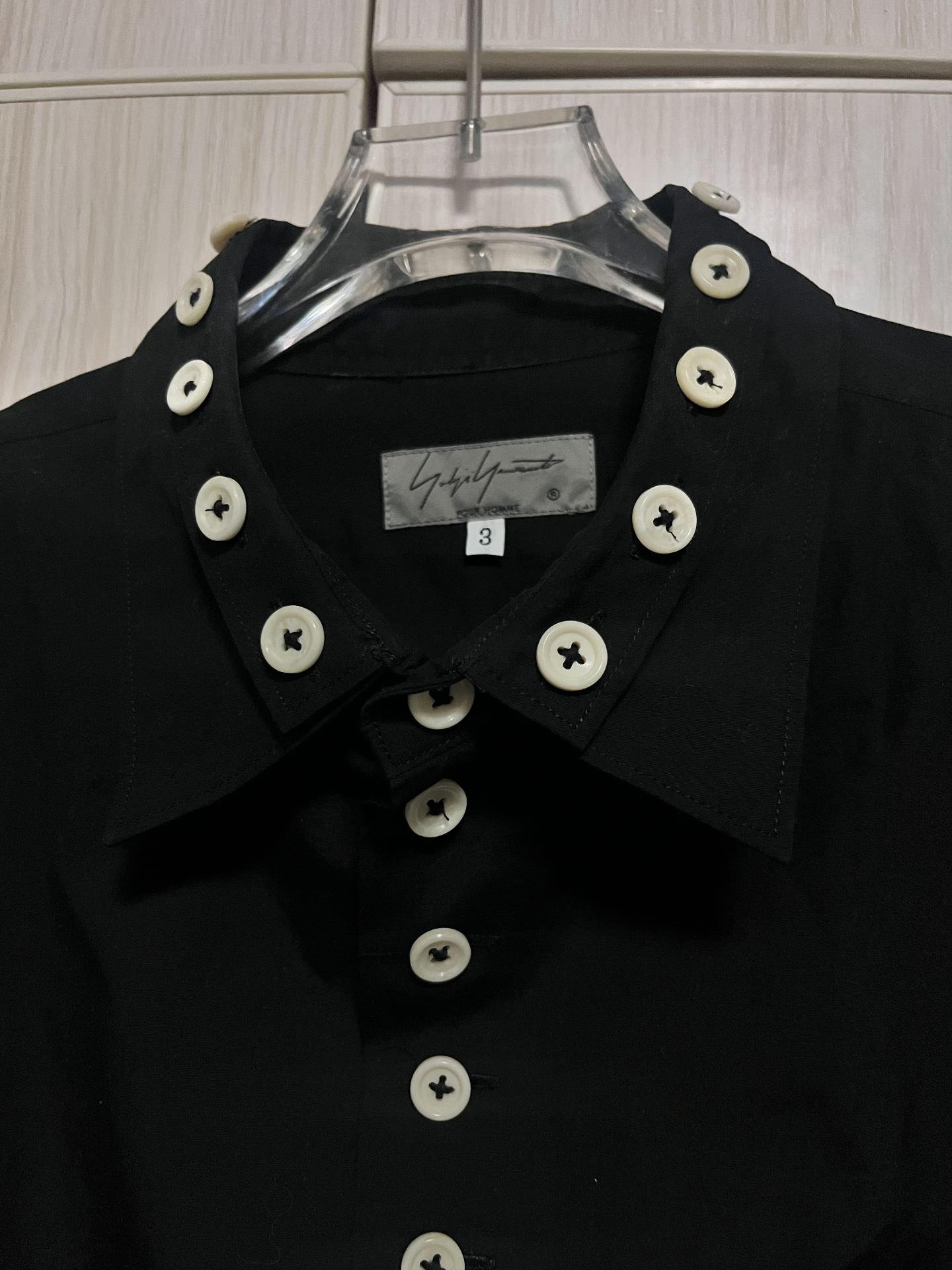 Yohji Yamamoto Double Collar White Button Shirt — front