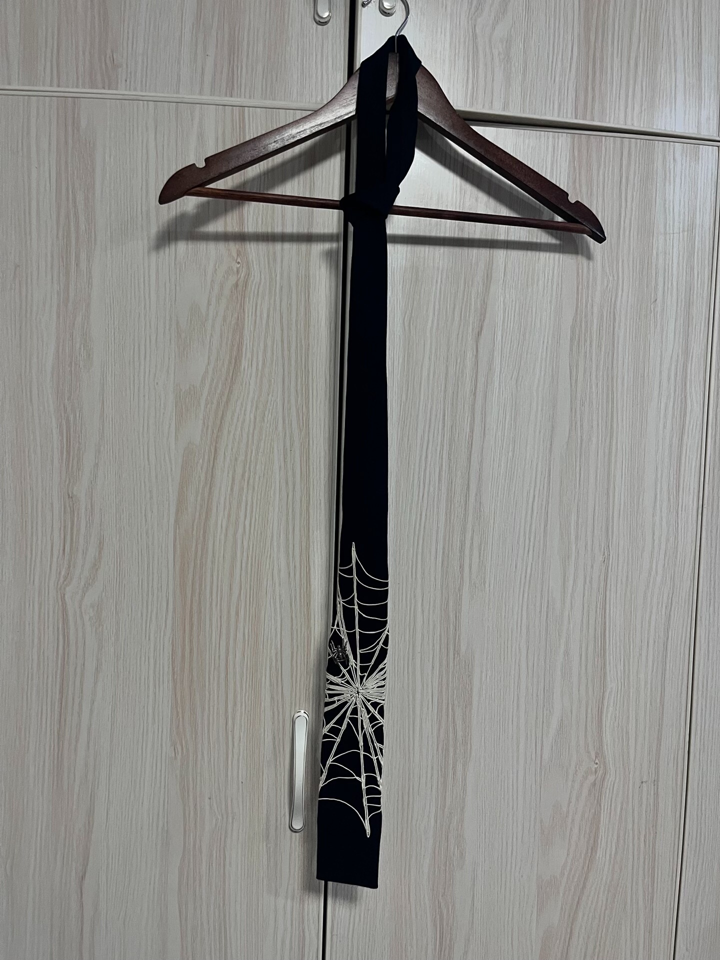 Yohji Yamamoto Embroidered Spider Tie — detail