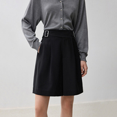 女 时髦摩登显瘦显高百搭黑色宽松短裤 商场同款 LILY2024秋新款