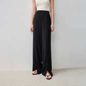 女 哑光磨砂肌理感垂坠开叉黑色阔腿裤 商场同款 LILY2024秋新款
