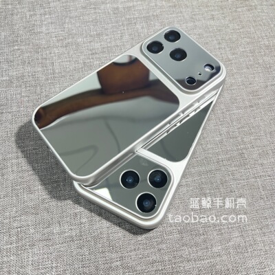 ins风银色简约纯色适用小米红米note15pro+手机壳noto14por镜面13化妆12turbo情侣11t夏天10/redmi亚克力软十