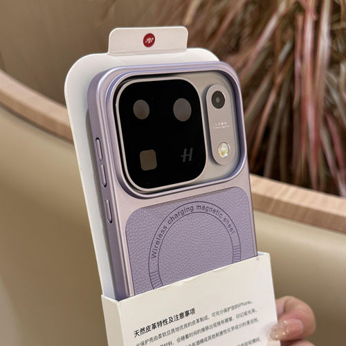 冷烟紫荔枝皮纹磁吸logo适用OPPOFindx10promax手机壳x10E电镀findX8/x9ultra金属漆银vivoX500硬x2300小米18