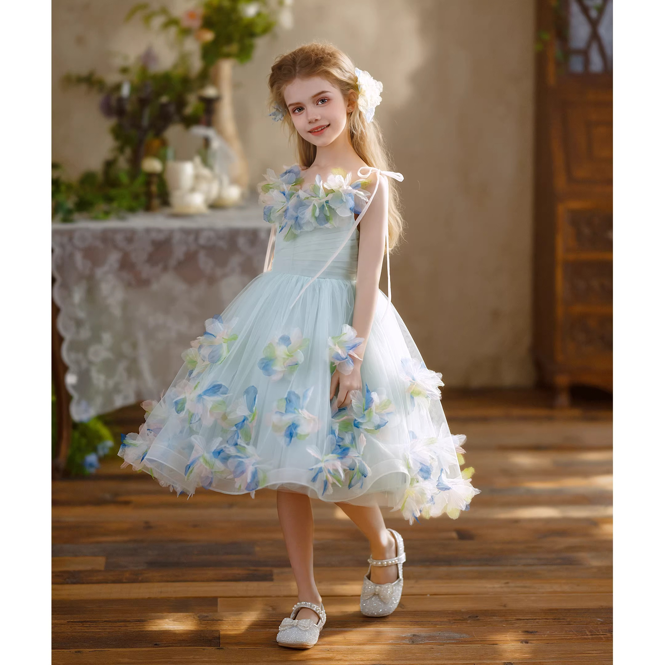 女童花仙子吊带晚礼服生日演出服图片