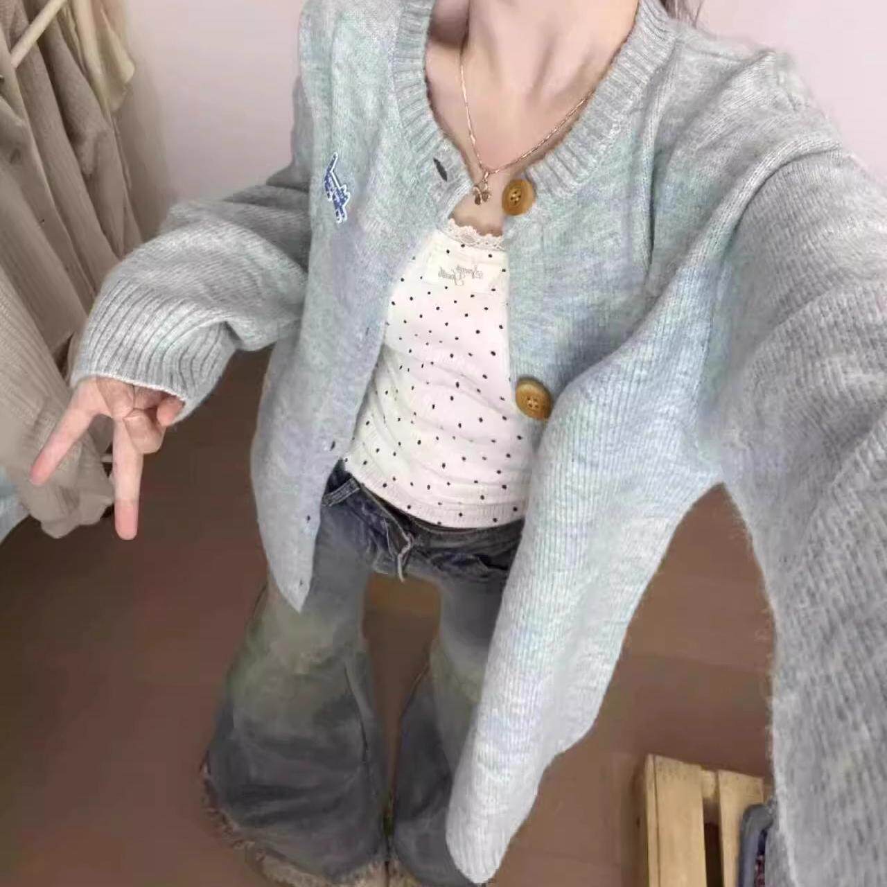 日系甜美毛衣开衫外套女
