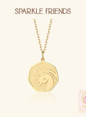 原创设计独角兽金币项链生日礼物