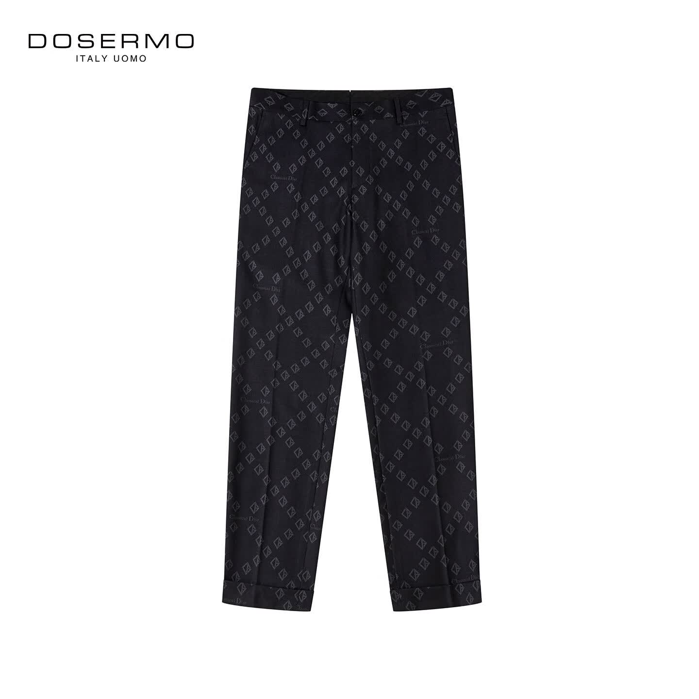 丹西摩(DOSERMO)轻奢男装潮流印花九分西裤男士休闲裤