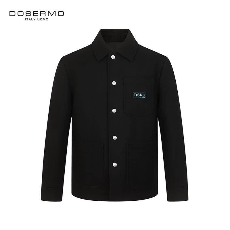 丹西摩(DOSERMO)轻奢男装绵羊毛秋冬夹克外套净色衬衫款大衣