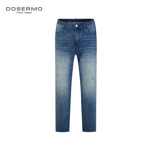 丹西摩（DOSERMO）轻奢男装春夏蓝色牛仔裤可爱兔子设计