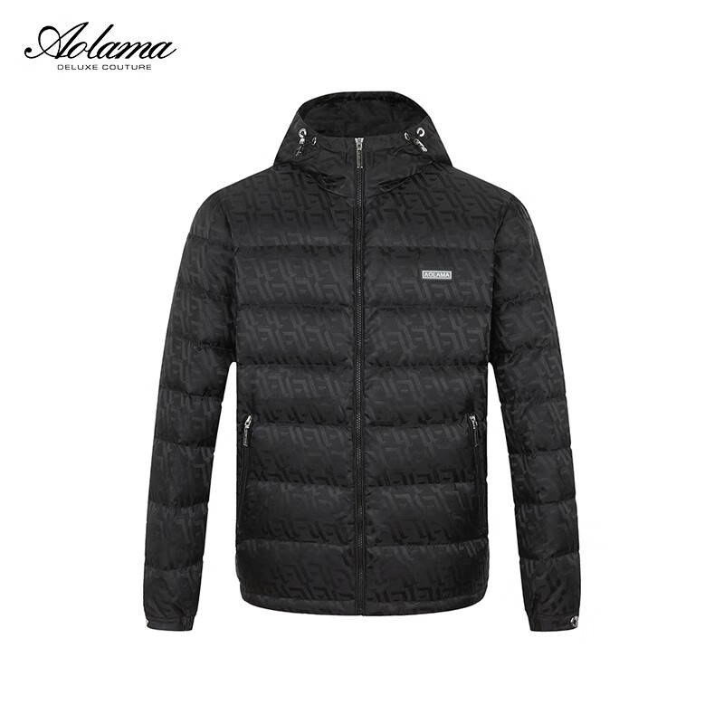 AOLAMA奥拉玛男装冬新款提花连帽白鸭绒羽绒服081554668