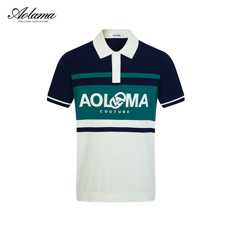 奥拉玛(Aolama)轻奢男装针织条纹polo衫夏新款时尚百搭翻领短袖