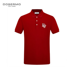 丹西摩（DOSERMO）轻奢男士修身短袖POLO衫男修身刺绣翻领T恤短袖
