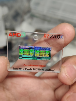 AMD 锐龙R7 2700x CPU核心晶圆芯片摆件钥匙扣 亚克力