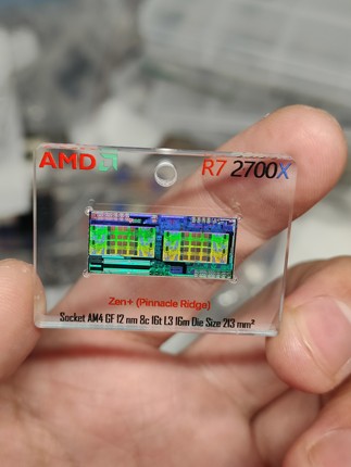 AMD 锐龙R7 2700x CPU核心晶圆芯片摆件钥匙扣 亚克力