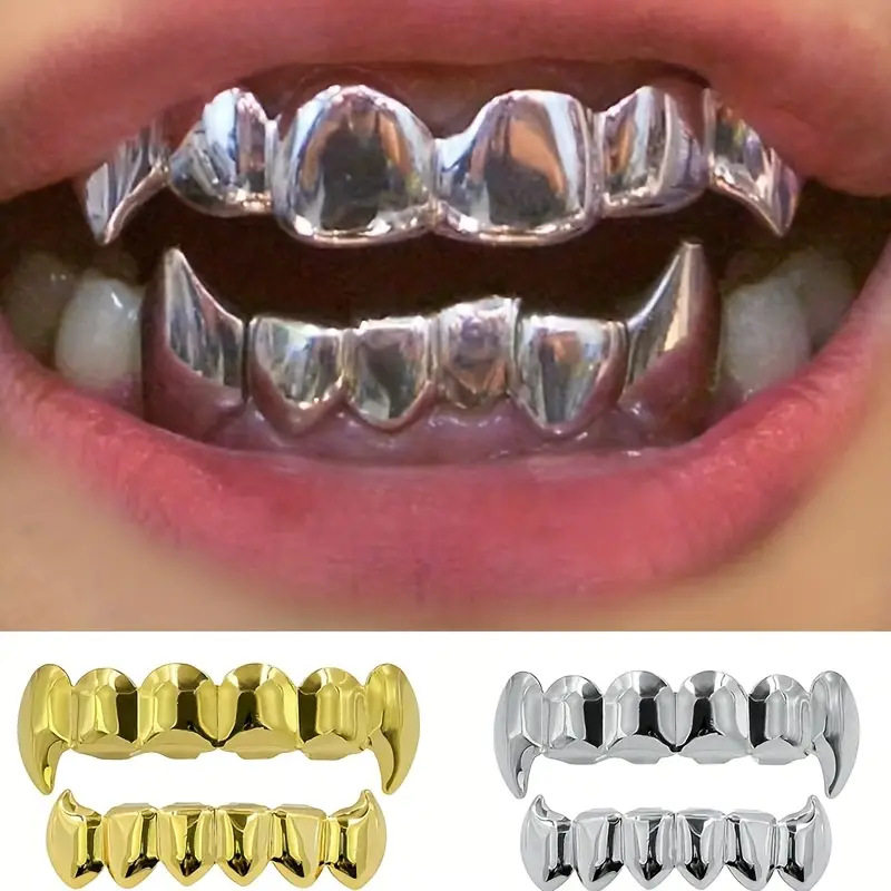 欧美TeethGrillz时尚爆款嘻哈牙套尖牙牙齿真金电镀牙套饰