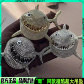 网红同款 说唱风hiphop古巴项链 个性 Tennis Chain大鲨鱼吊坠链时尚