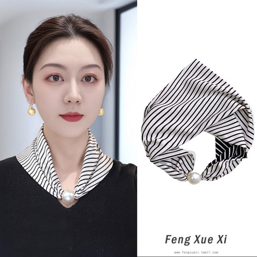 春夏珍珠磁吸扣三角围脖锁骨链女