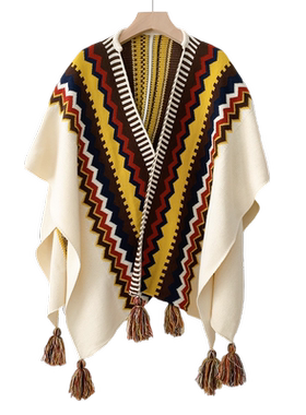 加厚波西米亚外搭毛线披肩女披风