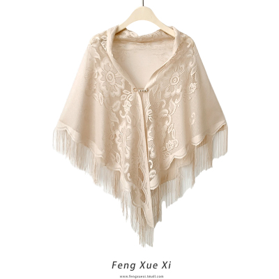 蕾丝叠穿旗袍披肩女春夏薄款外搭