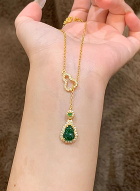 雨琦玛瑙锁骨链祖母绿玉髓项链