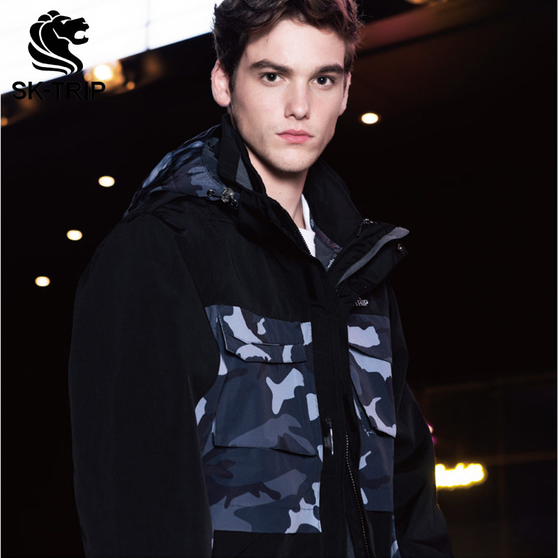 sktrip狮牌户外男三合一冲锋衣两件套抓绒内胆可拆登山服特价清仓