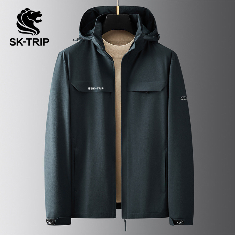 sktrip狮牌户外男装夹克运动休闲外套可拆卸帽防风防水软壳上衣