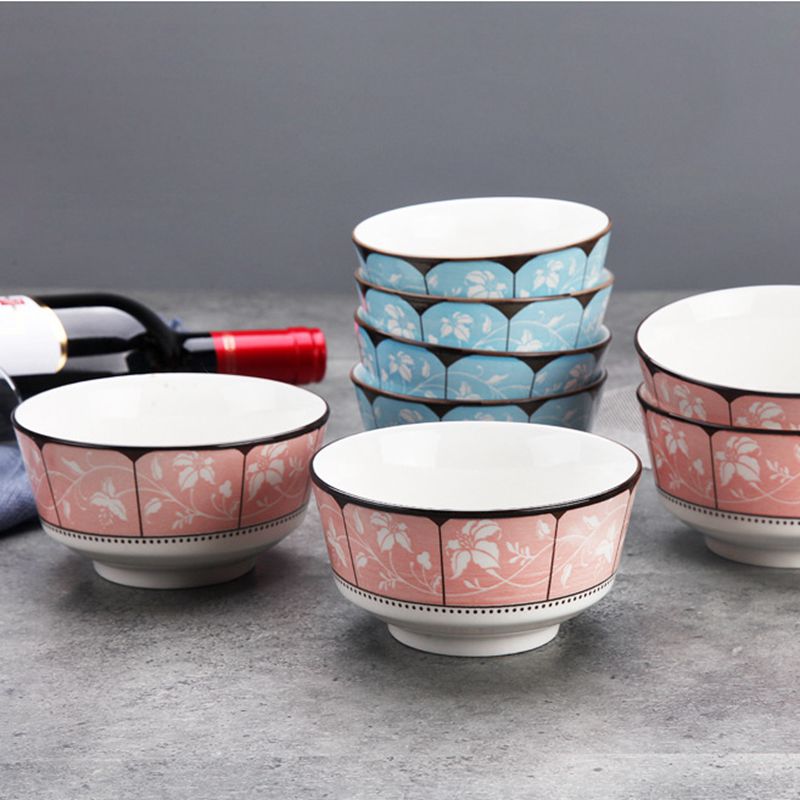 Ten rice bowls with thickened anti scald printing glaze