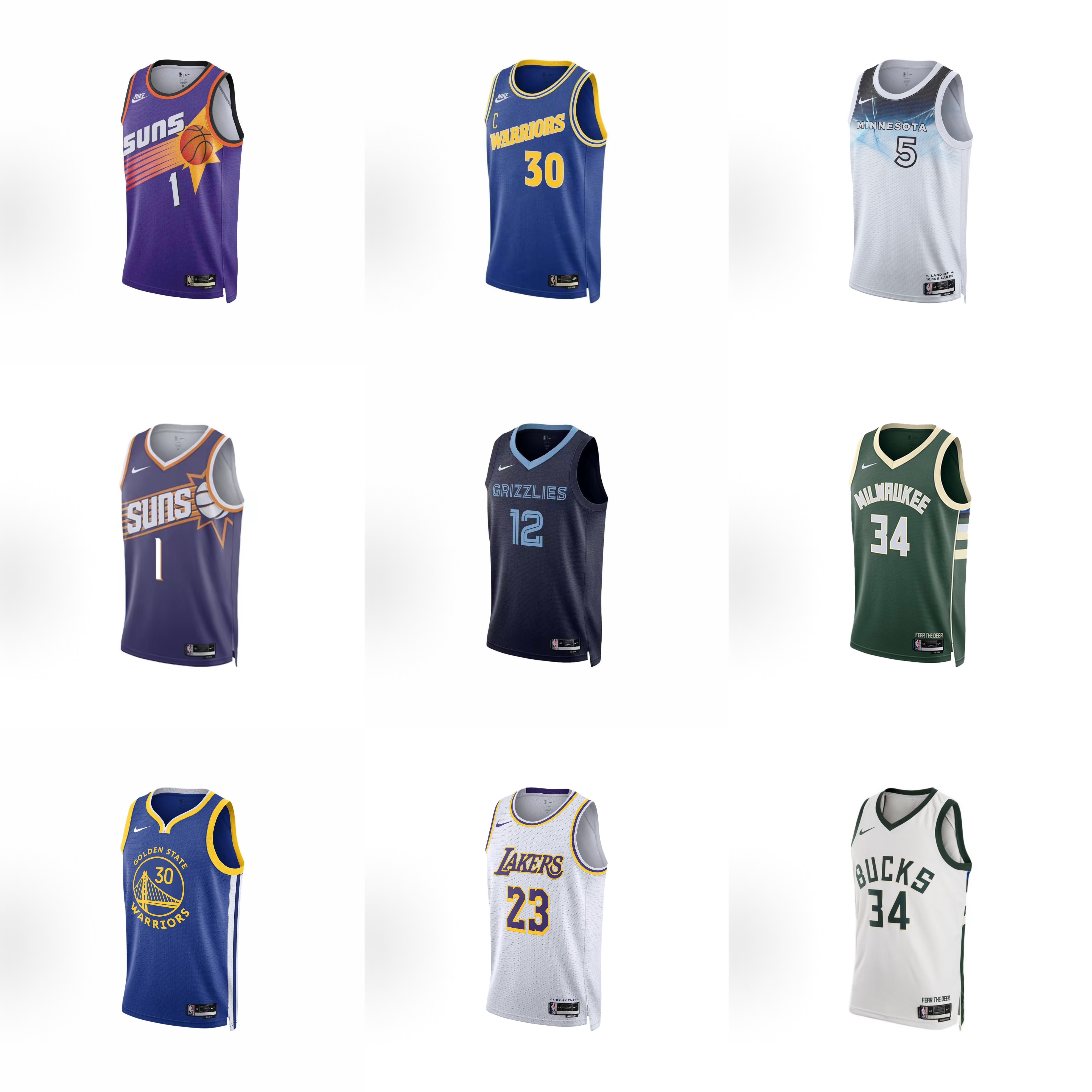 【断码清仓】Nike Dri-Fit NBA球衣SW库里莫兰特布克爱德华兹字母