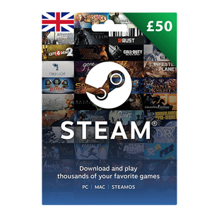 英国Steam钱包充值卡50英镑UK card steam gift GBP50 wallet 正版