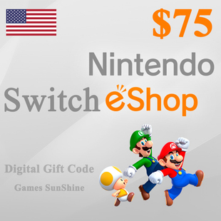 Nintendo eShop Voucher Code 75 dollar USA 美服Switch点卡75刀
