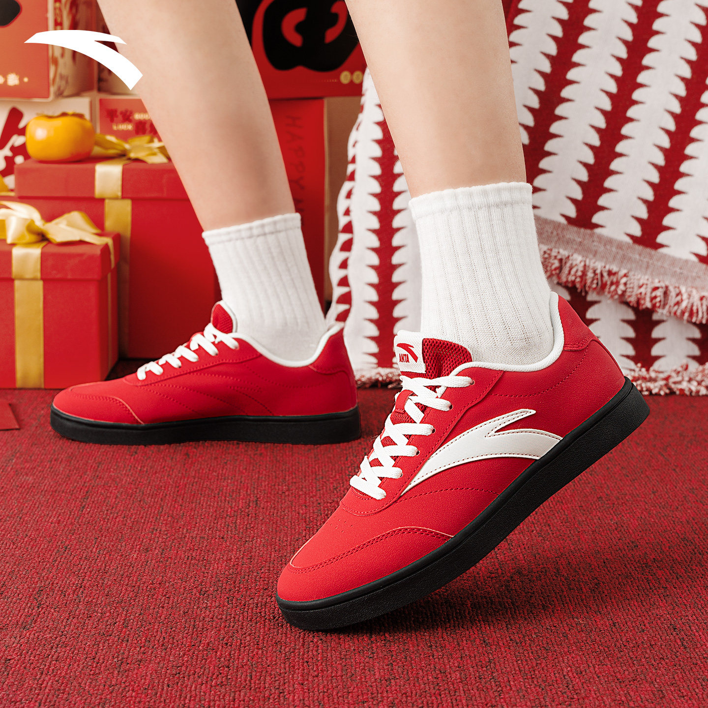 安踏本命年红色板鞋女款2026春季新款女鞋低帮平底休闲运动鞋女鞋,运动鞋new,运动休闲鞋,淘宝优惠券,粉丝福利购,淘宝优惠卷