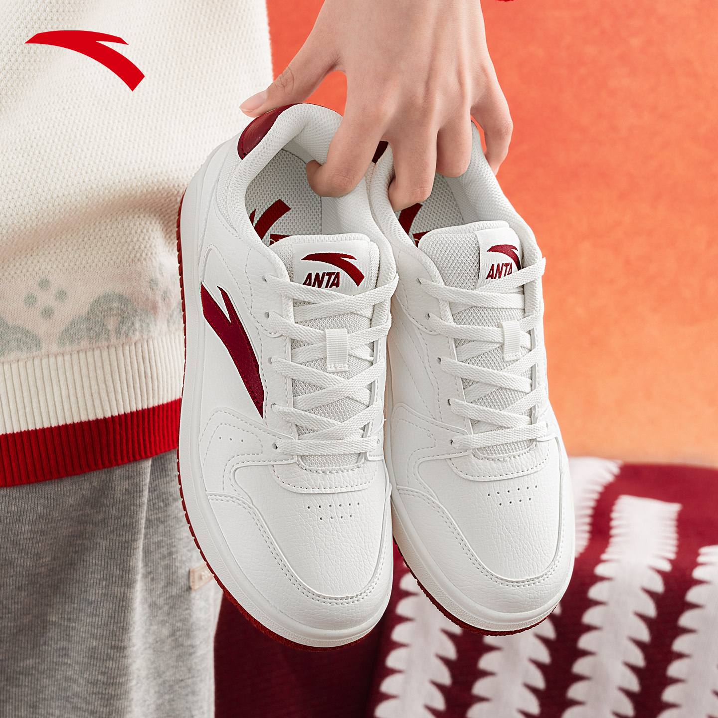 安踏板鞋女款元年2026冬季新款小白鞋子白红厚底休闲鞋运动鞋女鞋,运动鞋new,板鞋,淘宝优惠券,粉丝福利购,淘宝优惠卷