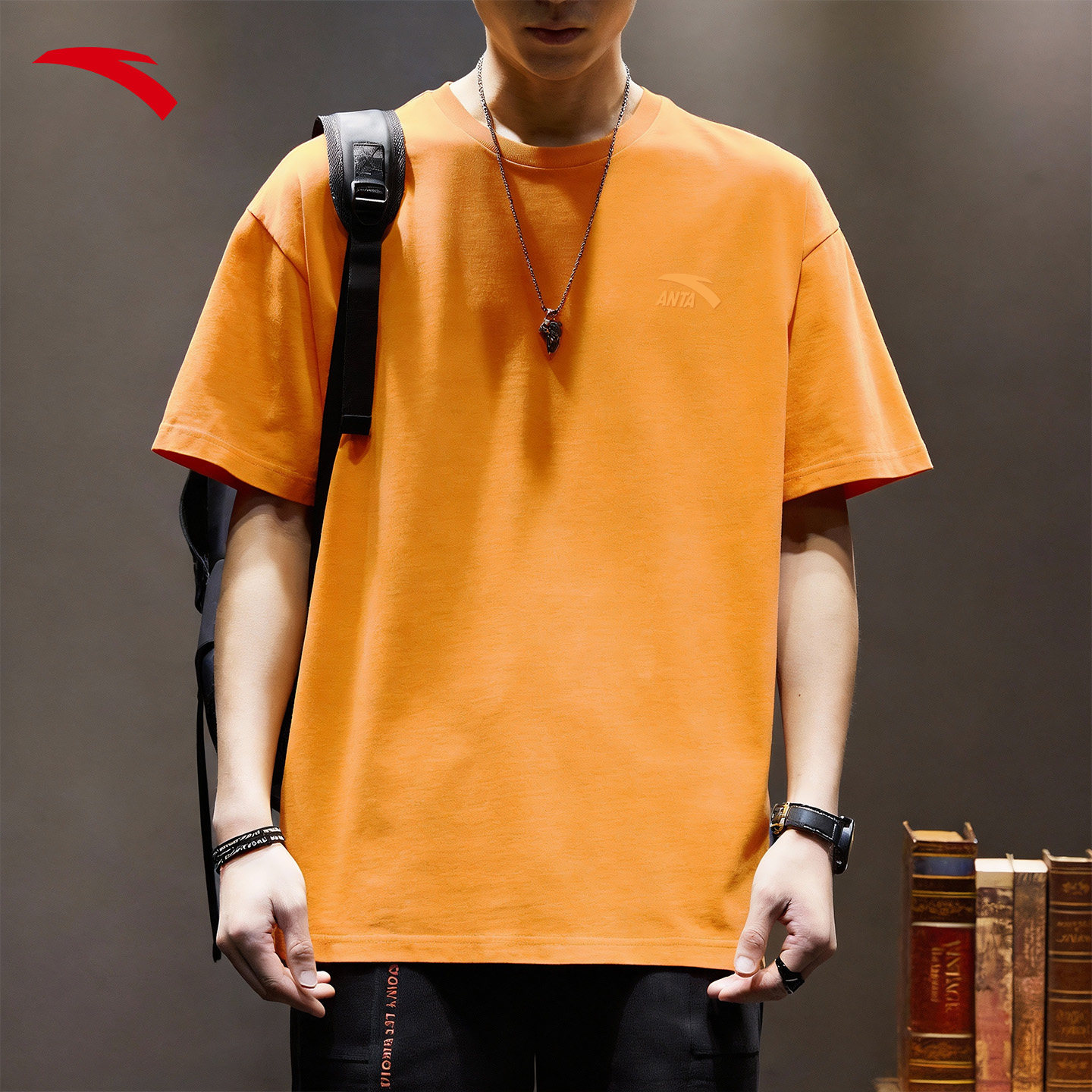 安踏短袖t恤男夏季2026新款纯棉半袖印花潮流宽松跑步青少年运动