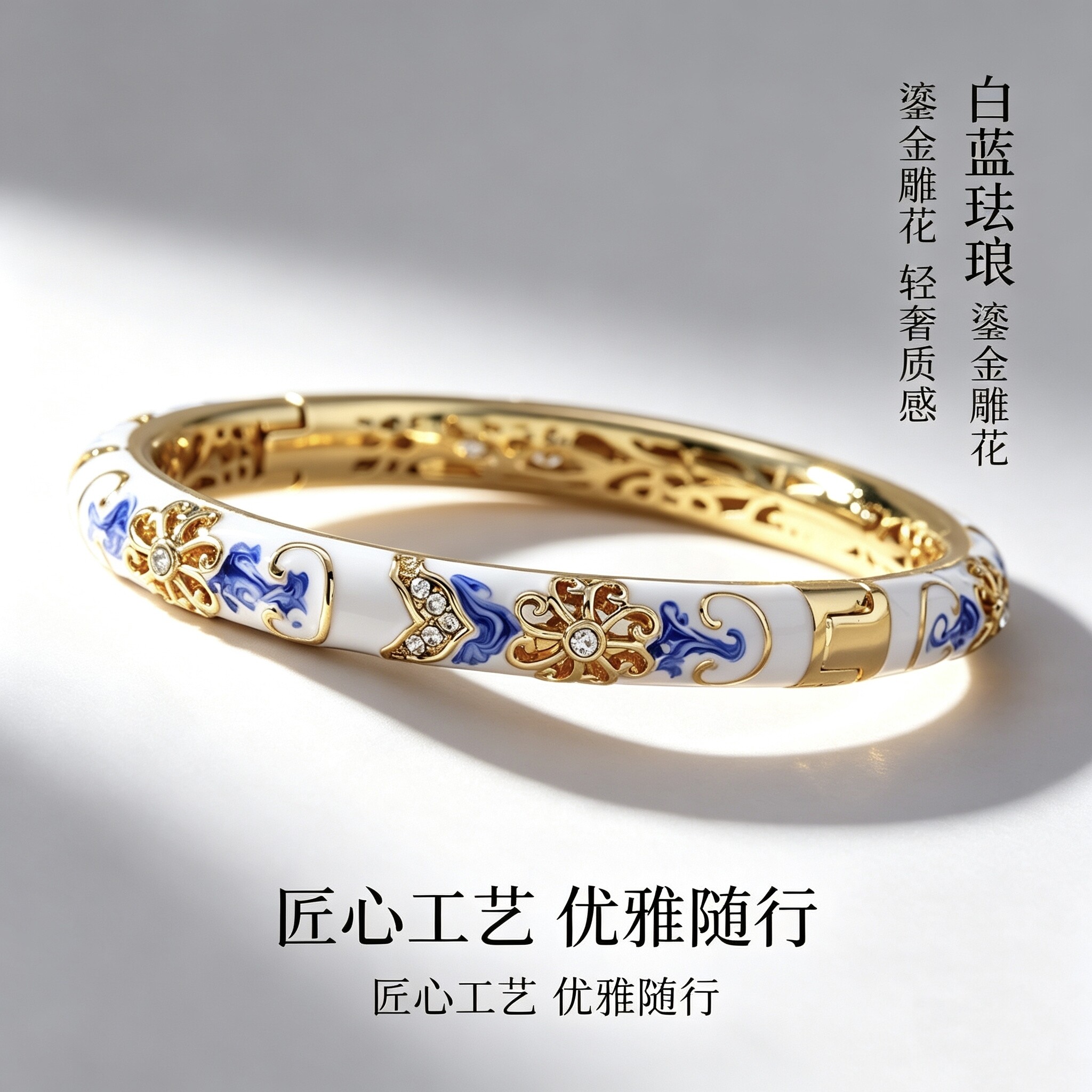 爆火款北京景泰蓝手镯掐丝珐琅彩青花瓷珐琅专柜正品复古宫廷送礼