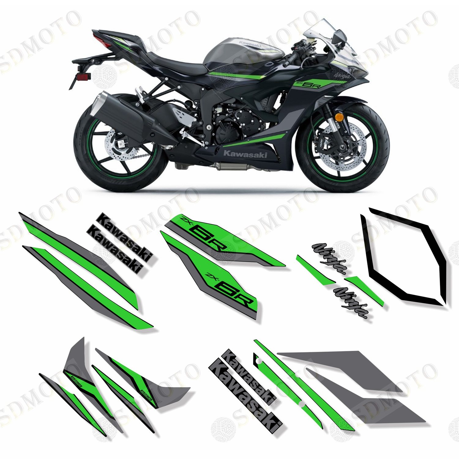 适用于川崎 ZX6R 636 侧板车尾防刮改装防水防刮蹭全车版画贴纸