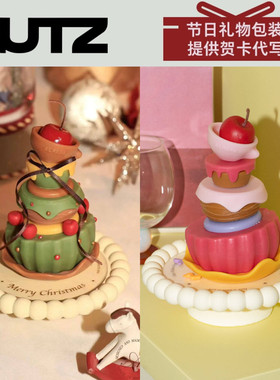 NUTZ ALFAFA蛋糕许愿蜡烛叠叠香薰蜡烛复古粉生日礼盒艺术感摆件