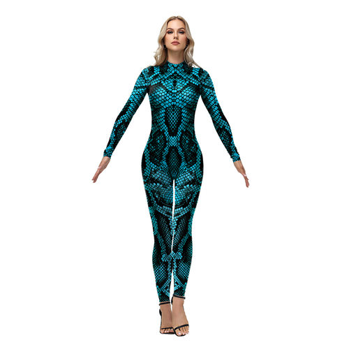 cosplay连体服装蓝黑蛇纹连体衣