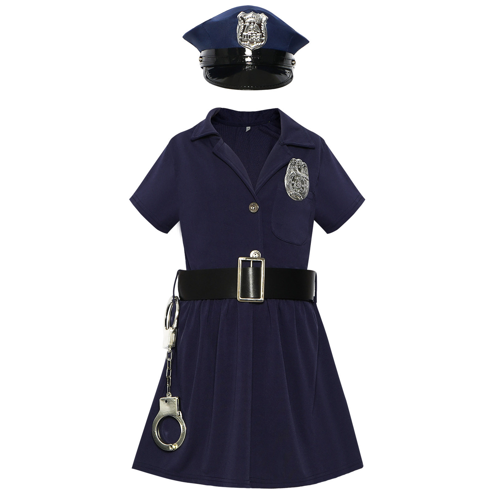 六一儿童节蓝色女警连衣裙