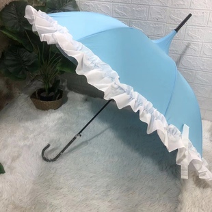 宝塔花嫁伞天蓝色荷叶大花边永恒花园cosplay道具公主伞雨伞