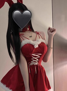 红色裙子性感穿搭丝绒抹胸睡裙cos兔女郎制服套装女连衣裙