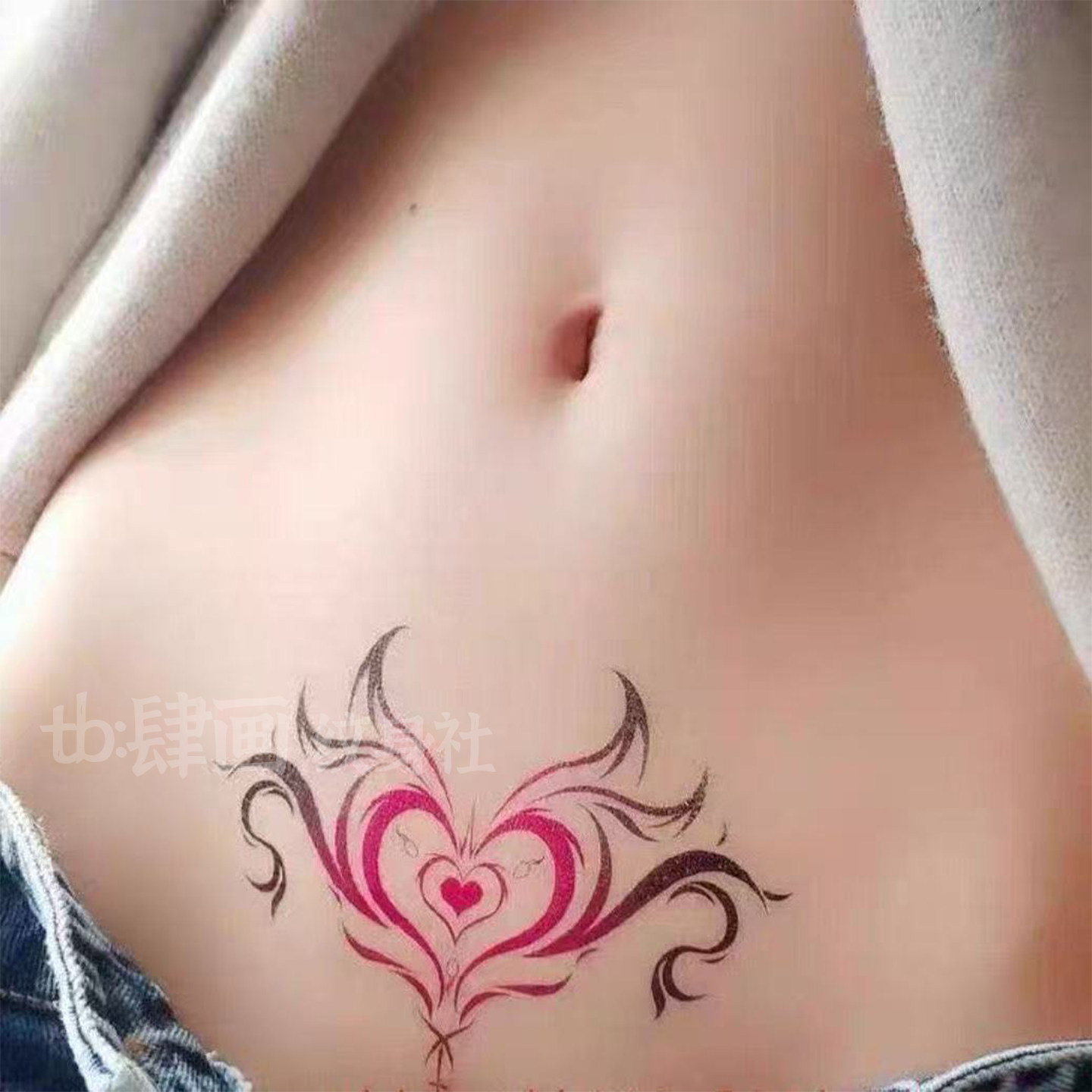 子宫sm魅魔图腾彩色纹身贴男女 小腹后腰纯欲性感防水持久可清洗