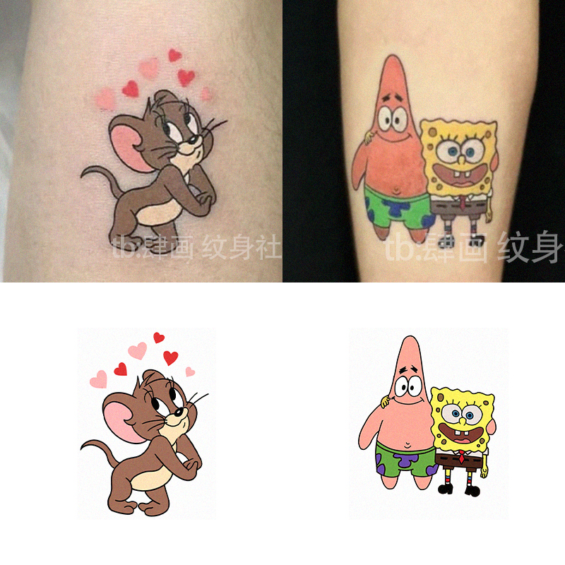 卡通彩色纹身贴小图可爱ins可洗
