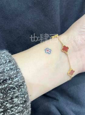 mini蓝色小花朵纹身贴女可爱ins