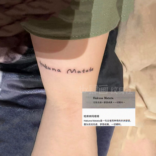 手臂英文草本纹身贴Hakuna matata男女学生高级逼真防水持久贴纸