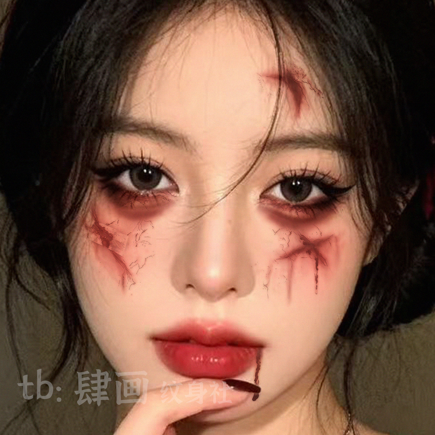 伤疤纹身贴脸部妆容万圣节写真贴纸防水防汗辣妹cos逼真可洗个性