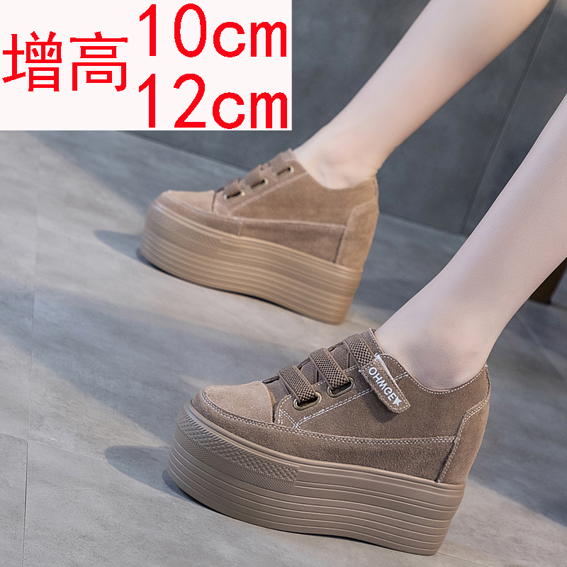 春季10cm真皮超高跟小码松糕鞋