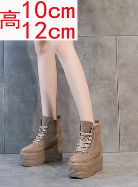 10cm厚底马丁靴女冬季秋款2020短靴超高跟12厘米松糕底内增高女靴