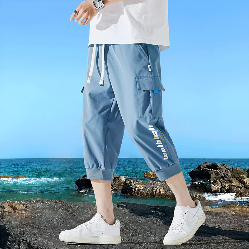 冰丝七分裤男夏季薄款潮流宽松6六分短裤休闲运动青少年工装7分裤